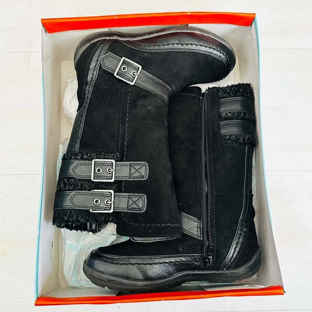 Like New BareTraps Black Wyona Tall Shaft Winter Buckle Boots, 1